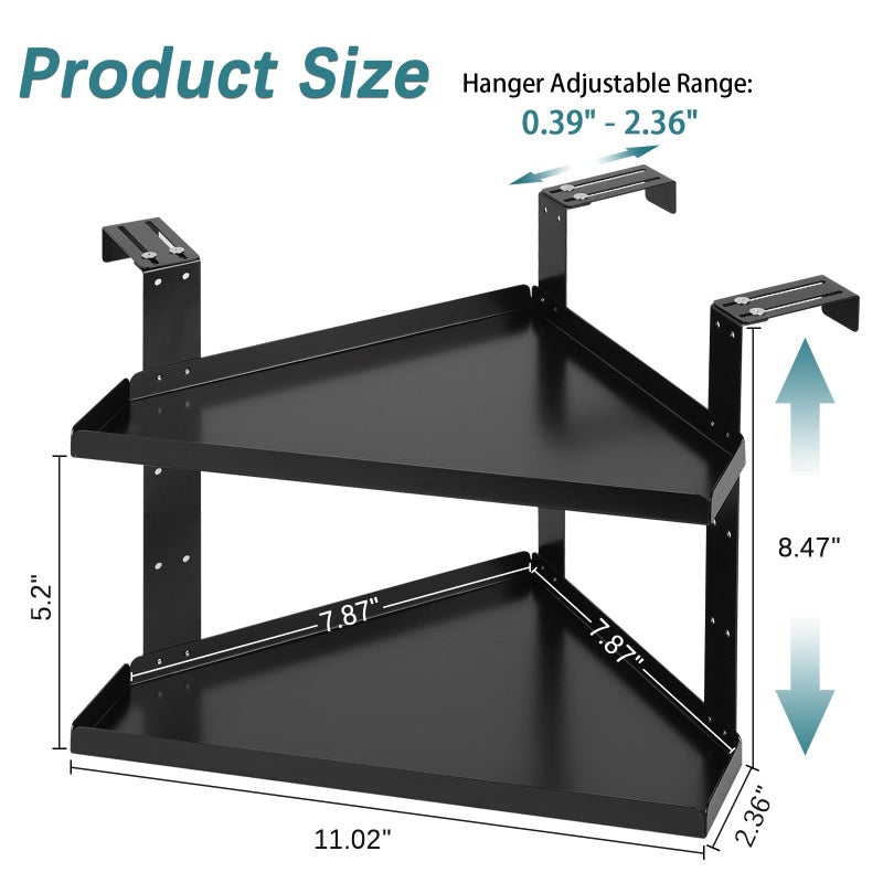 Olpchee Office Cubicle Shelf Cubicle Storage Organizer Cubicle Accessories Height Adjustable Cubicle Corner Shelf with Adjustable Hooks - Image 2